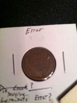 1924 Us Cent Penny Reverse Laminate Error photo