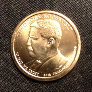 Uncirculated Us Presidential Gold Dollar Coin,  2013,  Theodore Roosevelt,  P photo