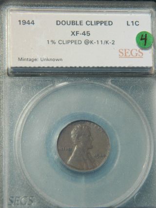 1944 Lincoln Cent 1% Clip @k - 11/k - 2 In The Wrong Plastic Double Clip photo