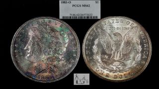 1883 O Pcgs Ms62 Unc Toned Morgan Silver Dollar Bu Uncirculated $1 Us Coin Bl 2 photo