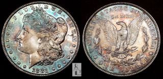1881 Toned Uncirculcated Morgan Silver Bu Dollar $1 Unc Us Coin Bl photo