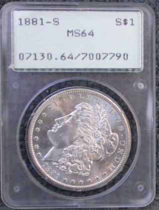 1881 S Pcgs Ms 64 Morgan Silver Dollar Old Green Holder (no Resreve) photo