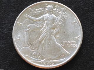 1943 - P Liberty Walking Half Dollar 90% Silver U.  S.  Coin D4780 photo