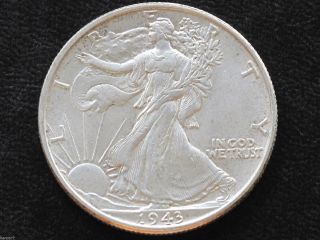 1943 - P Liberty Walking Half Dollar 90% Silver U.  S.  Coin D4801 photo