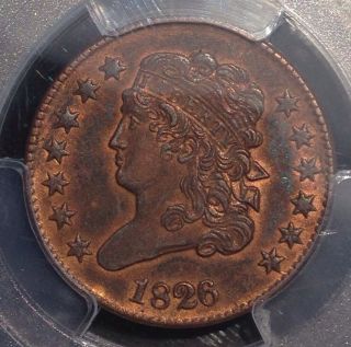 1826 Classic Half Cent - 1/2c - Pcgs Graded Cleaning Au Details/very Coin photo