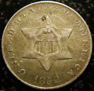 1852 3 - Cent Silver Sharp Details Especially Reverse Problem photo