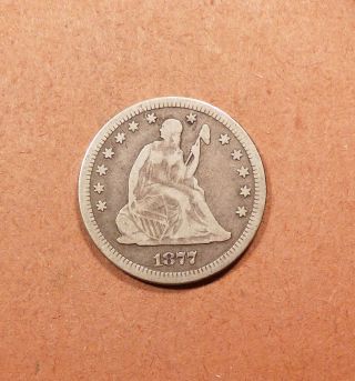1877 - S Seated Liberty Quarter That Grades Vf/fn,  For Date Or Type photo