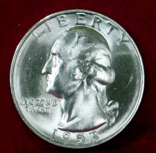 Washington Quarter Silver Dollar 1953 - S Gem B.  U M.  S+++ photo