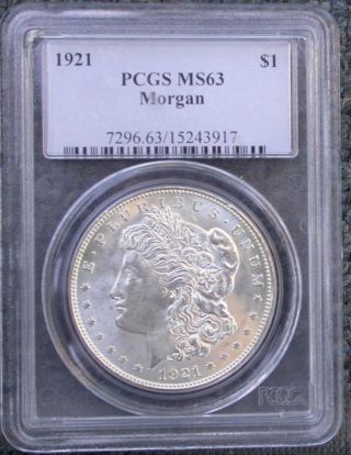 1921 P Morgan Dollar $1 Pcgs Ms63 Blast White And photo