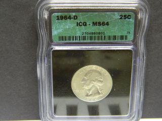 1964 - D Icg - Ms64 Silver Quarter photo