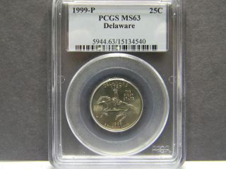 1999 - P Delaware Quarter,  Ms63,  Graded And Slabbed By Pcgs photo
