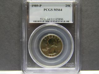 1989 - P Quarter,  Ms64,  Graded And Slabbed By Pcgs photo