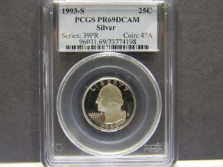 1993 - S (silver) Quarter,  Graded Pr69 Dcam,  Graded And Slabbed By Pcgs photo