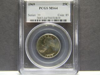 1969 Quarter,  Ms64,  Graded And Slabbed By Pcgs photo