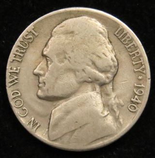 1940 S Jefferson Nickel Very Good (b02) photo