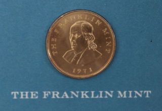 Benjamin Franklin Bronze Coin The Franklin 1971 Eagle Seal S A Klementowich photo