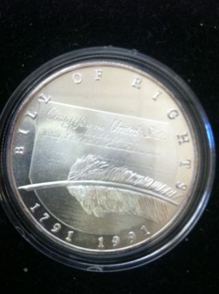 1791 - 1991 Bill Of Rights Commemorative Silver Coin - 1 Troy Oz.  999 Fine Silver photo