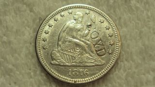 Coinhunters - 1876 Seated Liberty Silver Quarter,  Almost Uncirculated - Details photo