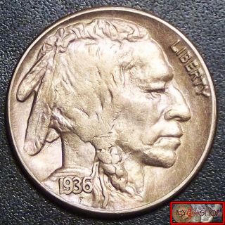 Lustrous 1936 - S Buffalo Nickel Bu,  Ms,  Unc,  Full Horn And Date, photo