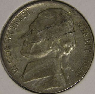 1944 P Silver War Nickel,  (lamination) Error Coin,  Ae 973 photo