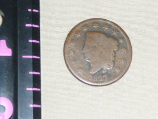 1827 U.  S.  Coronet Head Large Cent Early Copper Type Coin photo