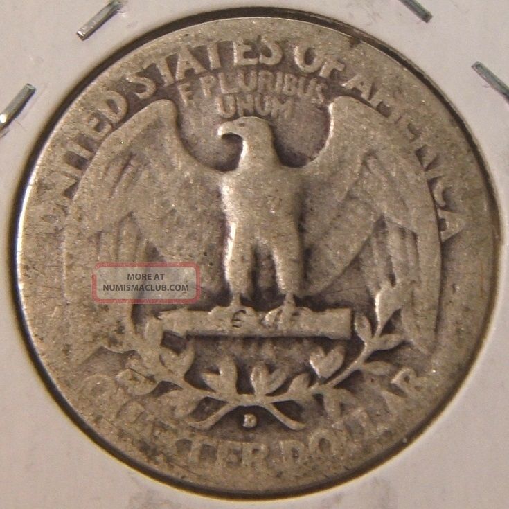 1936 D Silver Washington Quarter Vg F Rare