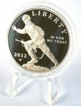 2012 W Silver Dollar Commemorative Infantry Soldier Proof & Presentation Case photo