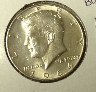 T514 : 1964 - D Choice Bu Unc Silver Kennedy Half Dollar Coin :fairhouse photo