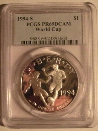 1994 - S World Cup Commemorative Silver Dollar Proof - Pcgs Pr69dcam photo
