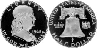 1963 Franklin Ngc Pf 68 Ultra Cameo.  Phenomenal Ultra+ Obverse.  1 Of Only 175. photo
