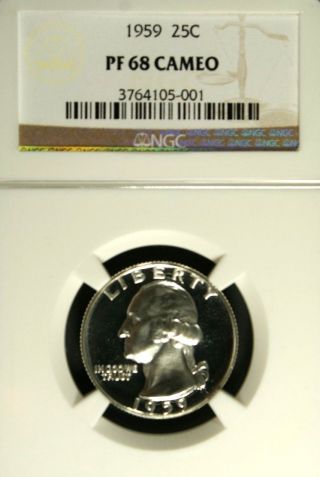 1959 Washington Ngc Pf 68 Cameo.  Incredible Frosted Cameo Devices & Spot - photo