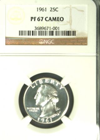 1961 Washington Ngc Pf 67 Cameo.  Matching Frosted Cameo Devices Spot -. photo