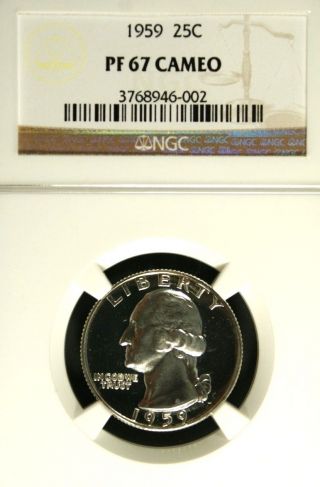 1959 Washington Ngc Pf 67 Cameo.  Incredible Frosted Cameo Devices & Spot - photo