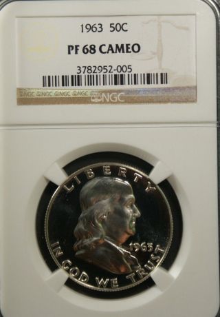 1963 Franklin Ngc Pf 68 Cameo.  Exceptional Cameo Contrast - Spot - Surfaces photo