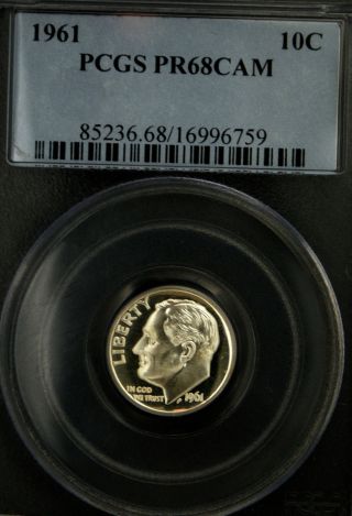 1961 Roosevelt Pcgs Pr 68 Cameo.  Frosty Cameo Fantastic Eye - Appeal photo