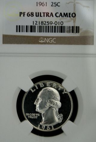 1961 Washington Ngc Pf 68 Ultra Cameo.  Gorgeous Thick Frosted Devices photo