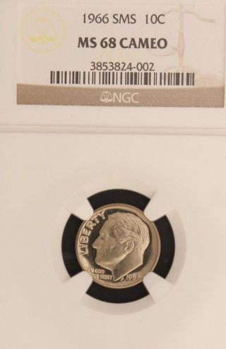1966 Sms Roosevelt Ngc Ms 68 Cameo.  Incredible Cameo Contrast & Spot - photo