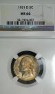 1951 - D Jefferson Ngc Ms 66.  Monster Rainbow Color - Nickels photo 2