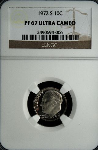 1972 - S Roosevelt Ngc Pf 67 Ultra Cameo.  Glowing Devices On Pitch - Black Mirrors photo