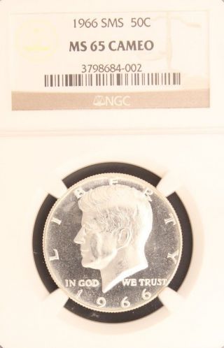 1966 Sms Kennedy Ngc Ms 65 Cameo.  Incredible Cameo Contrast & Spot - photo