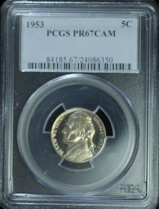 1953 Jefferson Pcgs Pr 67 Cameo.  Rainbow Color Toned With No Spots - Bad Picture photo