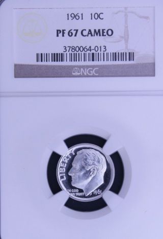 1961 Roosevelt Ngc Pf 67 Cameo.  Incredible Contrast.  Spot -.  1 Of 155. photo