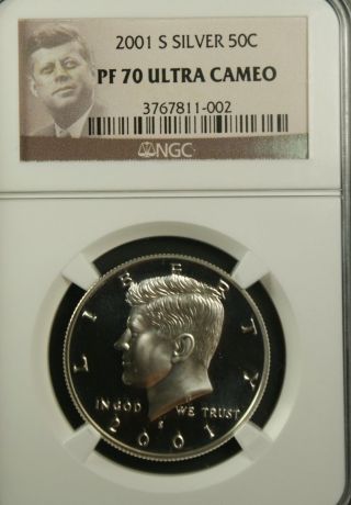 2001 - S Silver Kennedy Ngc Pf 70 Ultra Cameo.  Incredible Cameo Contrast.  Flawless photo