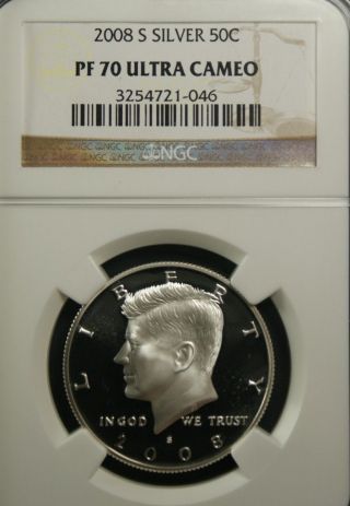 2008 - S Silver Kennedy Ngc Pf 70 Ultra Cameo.  Incredible Contrast - Flawless photo