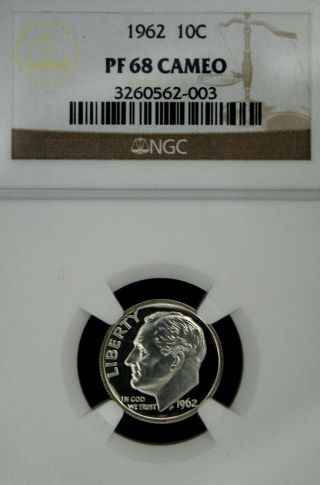 1962 Roosevelt Ngc Pf 68 Cameo.  Eye - Catching Frosty Devices photo