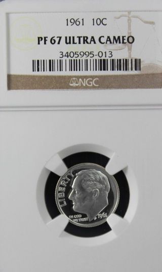1961 Roosevelt Ngc Pf 67 Ultra Cameo.  Exceptional Contrast.  Spot - photo