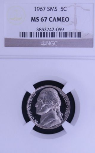 1967 Sms Jefferson Ngc Ms 67 Cameo.  Incredible Contrast.  Spot -.  1 Of 279. photo