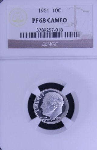 1961 Roosevelt Ngc Pf 68 Cameo.  Incredible Contrast.  Spot -.  1 Of 178. photo