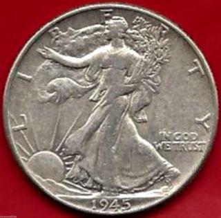 1945 Walking Liberty Half Dollar Ef Details. .  900 Silver, photo