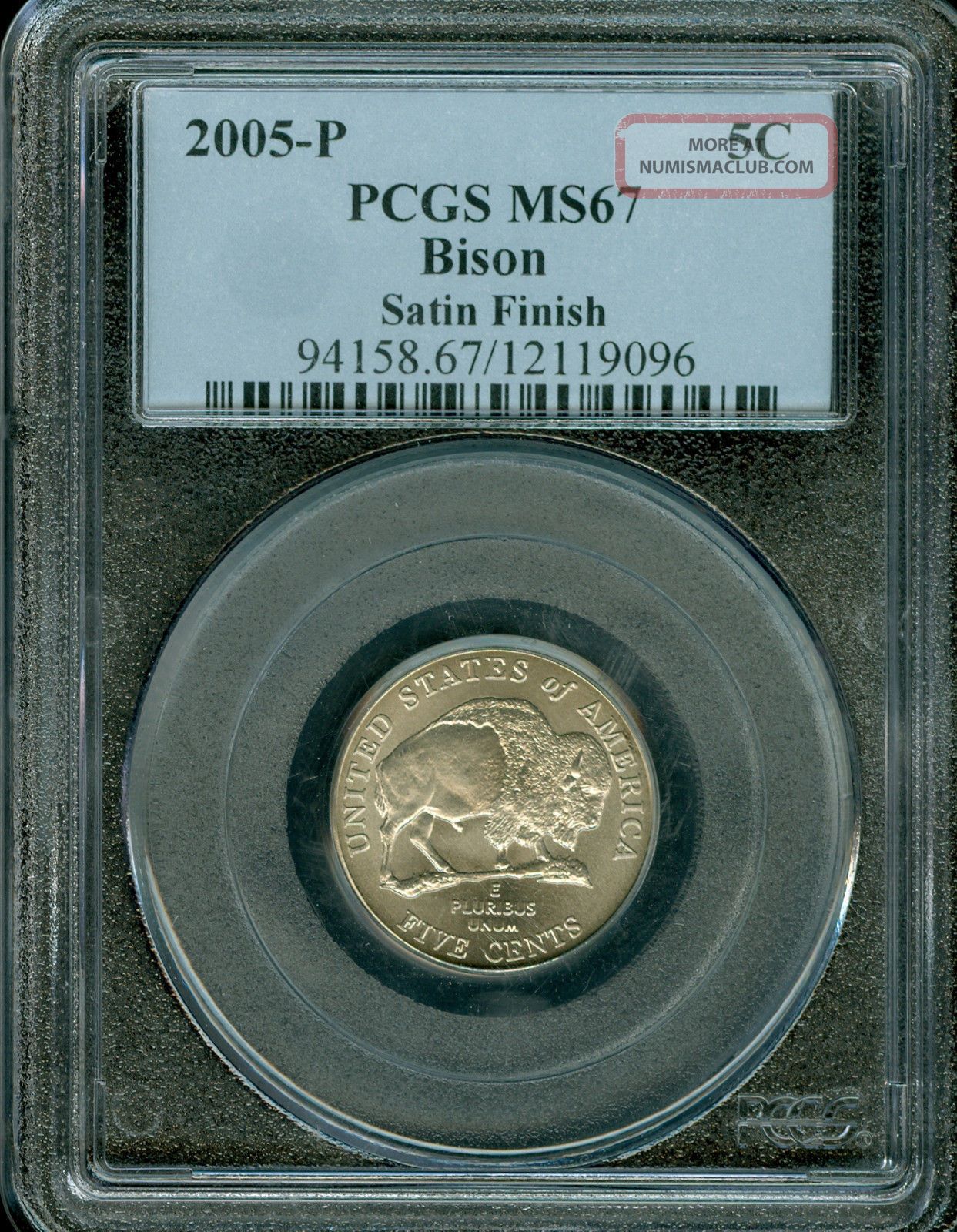 2005 P Bison Nickel Pcgs Ms67 Satin Finish